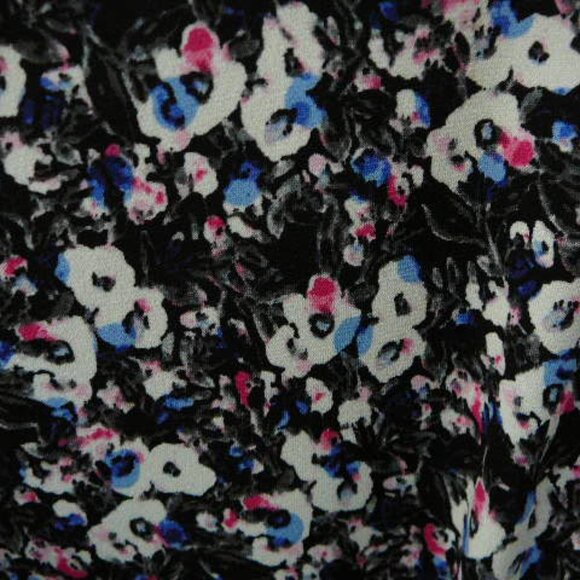 Liz Claiborne Wrap V-Neck Long Sleeve Black Blue Pink White Patterned Blouse-S - Picture 4 of 6